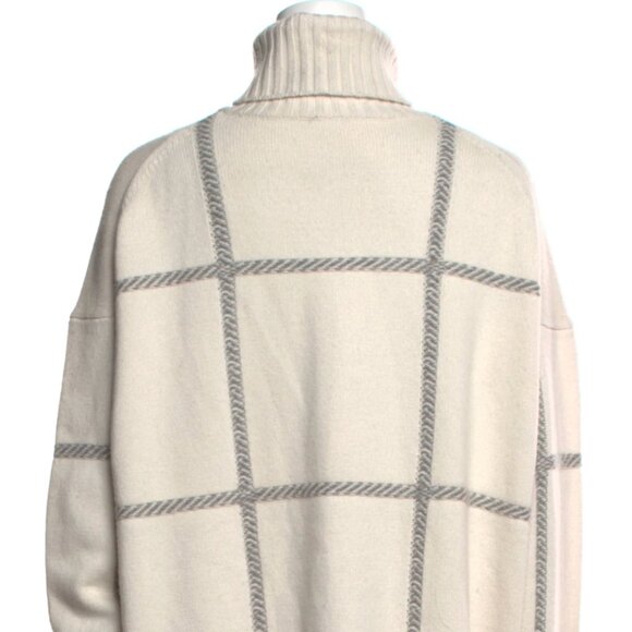 JOSEPH - NEW -nwot cream white ivory windowpane turtleneck wool sweater sz large - Picture 7 of 7